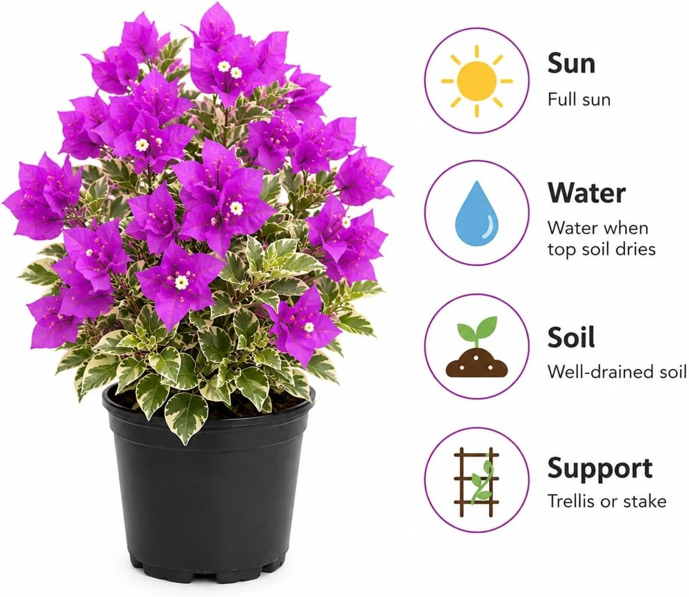 Set of 3 Blueberry Ice Bougainvillea Live Plants, 4-7 Inches, Flowering Vine - Image 5