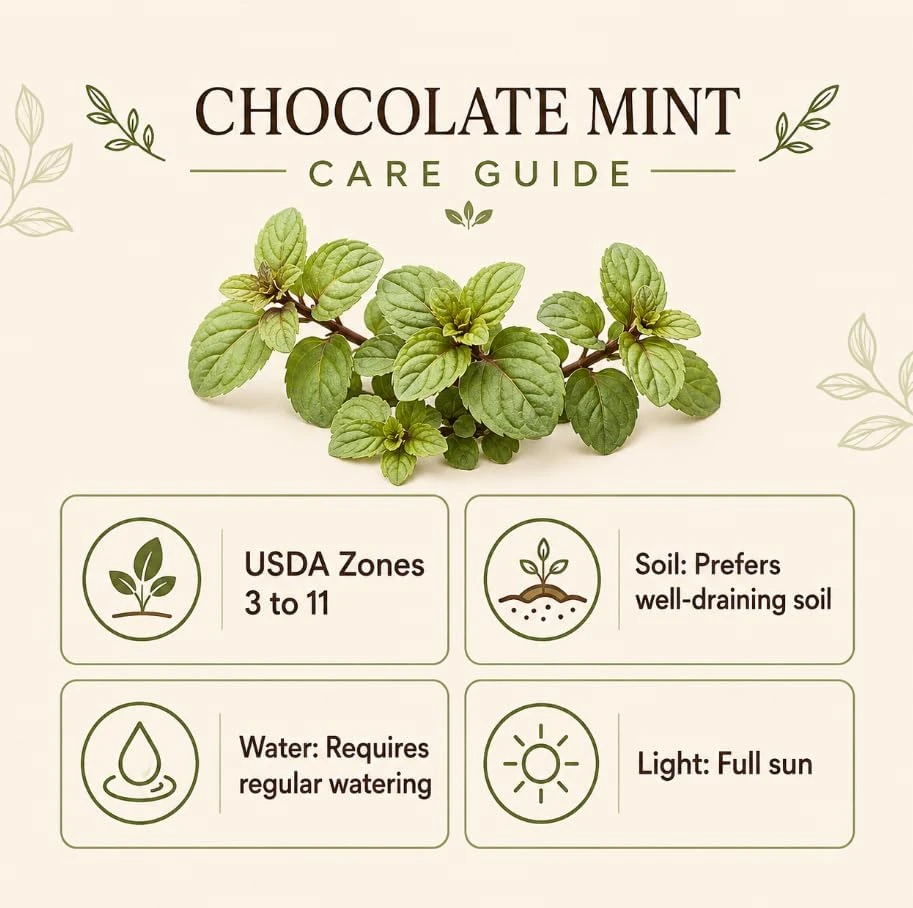 Set of 3 Chocolate Mint Live Plants, 4-7 Inches Tall, Rooted Herb for Indoor & Outdoor - Image 5