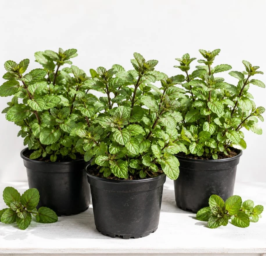Set of 3 Chocolate Mint Live Plants, 4-7 Inches Tall, Rooted Herb for Indoor & Outdoor - Image 1