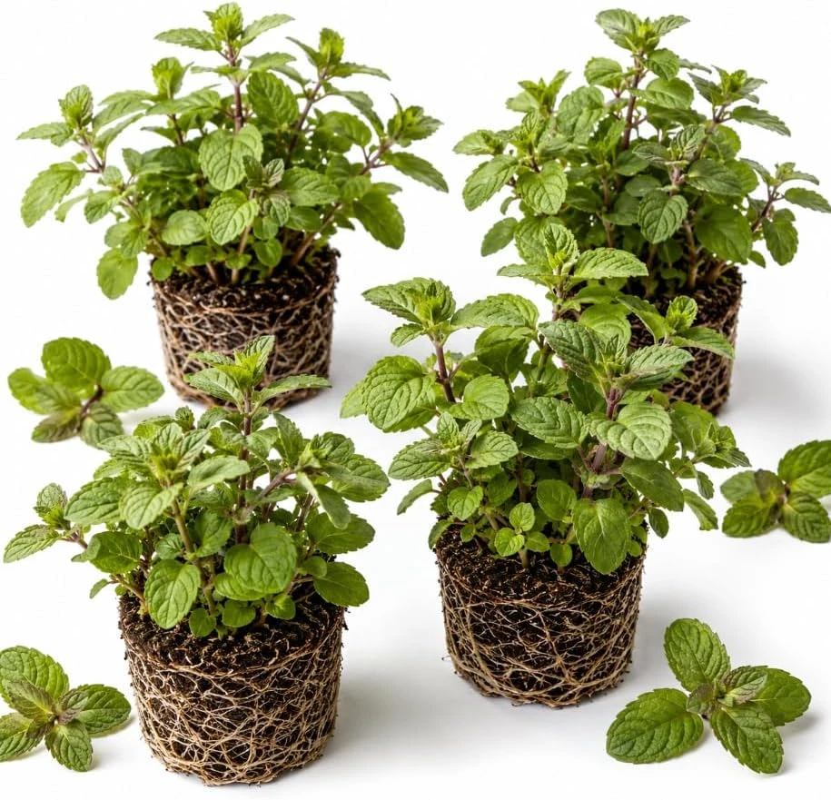 Set of 3 Chocolate Mint Live Plants, 4-7 Inches Tall, Rooted Herb Plants for Pots & Gardens - Image 1
