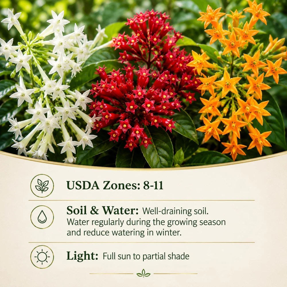 Set of 3 Jasmine Plants Live - White, Red, Orange Blooming Tropical Tree, 4-8 Inch Tall - Image 4