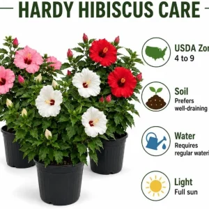 Set of 3 Mixed Hardy Hibiscus Live Plants, 4-7 Inches Tall, Rooted Shrubs, Outdoor - Image 5