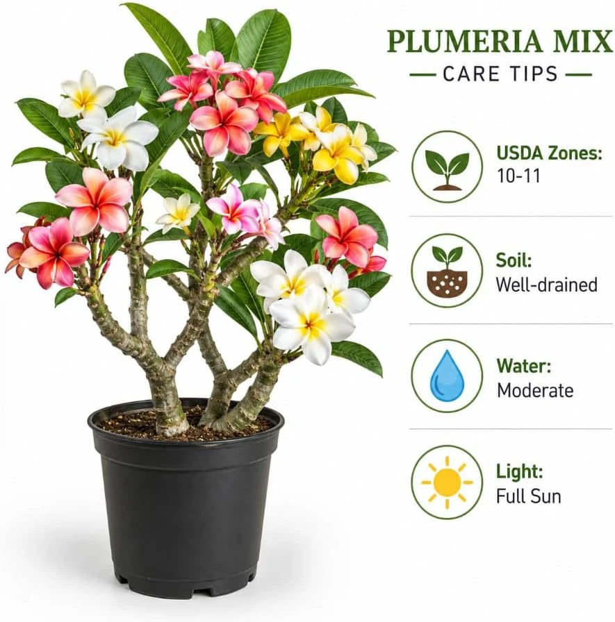 Set of 3 Mixed Plumeria Cuttings - Tropical Frangipani Live Plant for Outdoor Growing - Image 4
