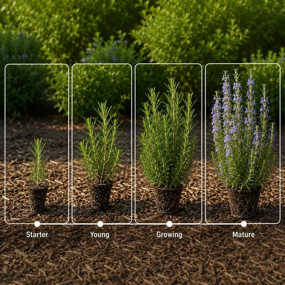Set of 3 Rosemary Live Plants, 4-6 Inch Tall Blue Rosemary Starter Plants, Outdoor Herb Shrub - Image 6