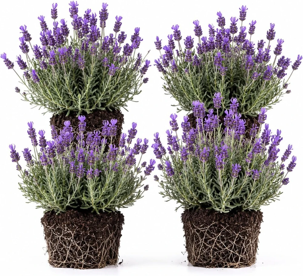 Set of 4 Blue Purple Lavender Live Plants 4-6 Inches Tall – Fragrant Outdoor Shrub - Image 1