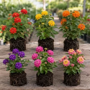 Set of 4 Mixed Lantana Live Plants, 4-7 Inch Flowering Starter Shrubs for Outdoor Garden - Image 4