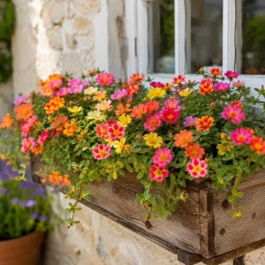 Set of 4 Mixed Portulaca Live Plants, 4-6 Inches Tall Moss Rose Starter Plants for Outdoor Gardens - Image 2