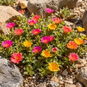 Set of 4 Mixed Portulaca Live Plants, 4-6 Inches Tall Moss Rose Starter Plants for Outdoor Gardens - Image 3