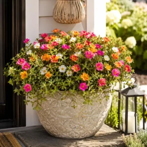 Set of 4 Mixed Portulaca Live Plants, 4-6 Inches Tall Moss Rose Starter Plants for Outdoor Gardens - Image 5