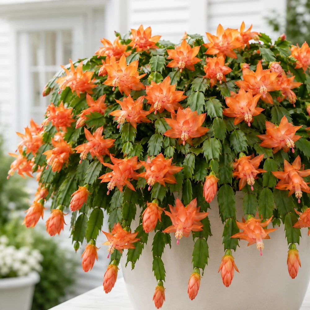 Set of 4 Orange Christmas Cactus Live Plants, Thanksgiving Cactus, 4-8 Inch Tall, Tropical Indoor Plant - Image 3