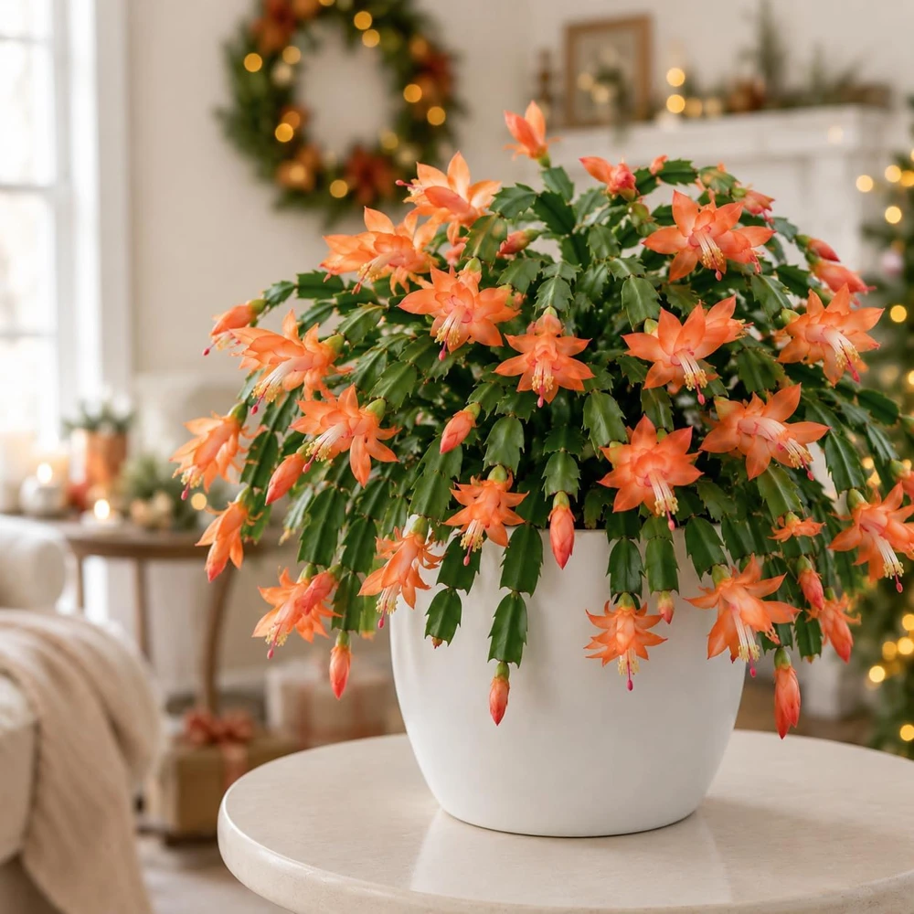 Set of 4 Orange Christmas Cactus Live Plants, Thanksgiving Cactus, 4-8 Inch Tall, Tropical Indoor Plant - Image 5