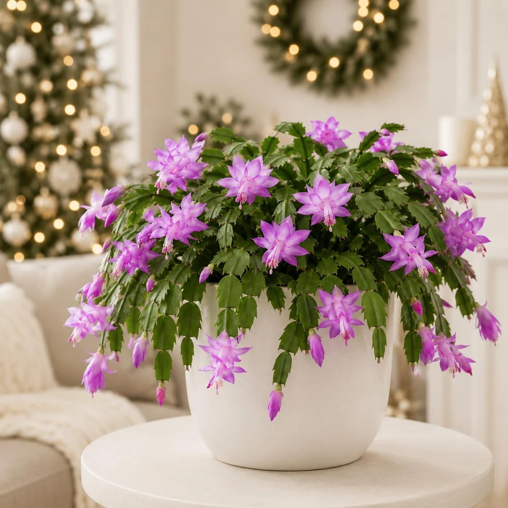 Set of 4 Purple Christmas Cactus Live Plants, 4-8 Inch Tall, No Pot - Image 5