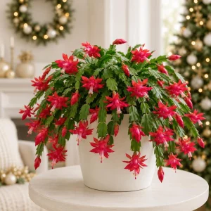 Set of 4 Red Christmas Cactus Live Plants, 4-8 Inch, Tropical Houseplant - Image 4