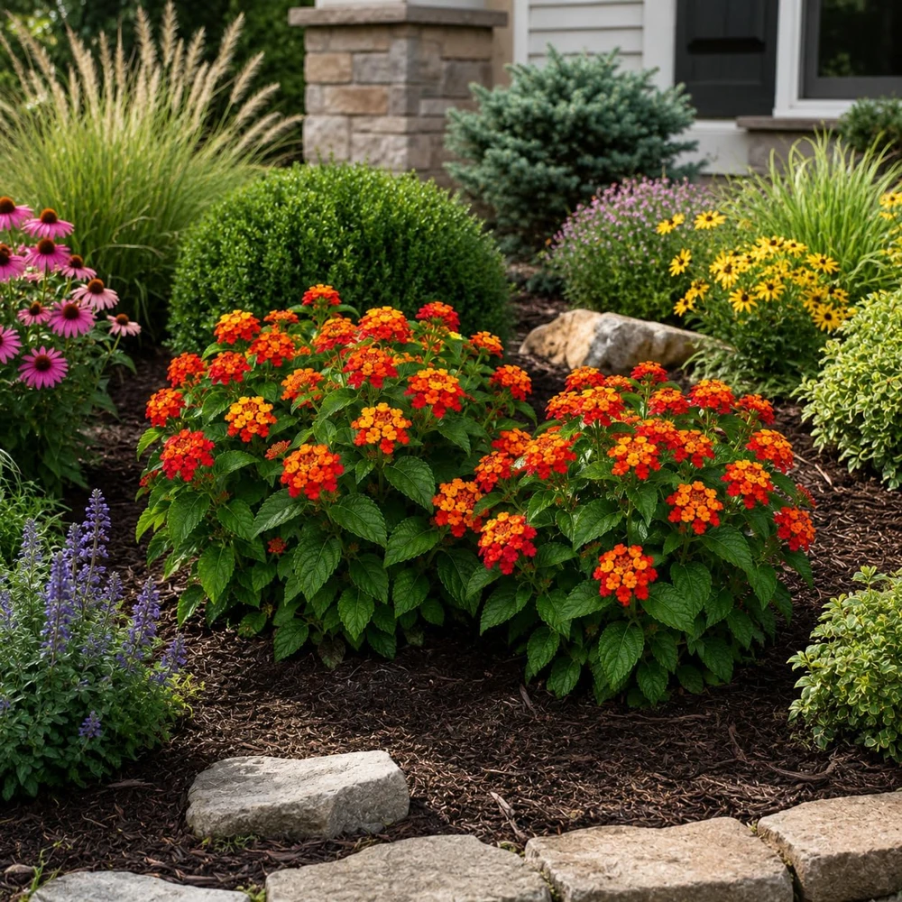 Set of 4 Red Lantana Live Plants – Bicolor Flowering Outdoor Garden Starter Plants, 4-7 Inch Tall - Image 4