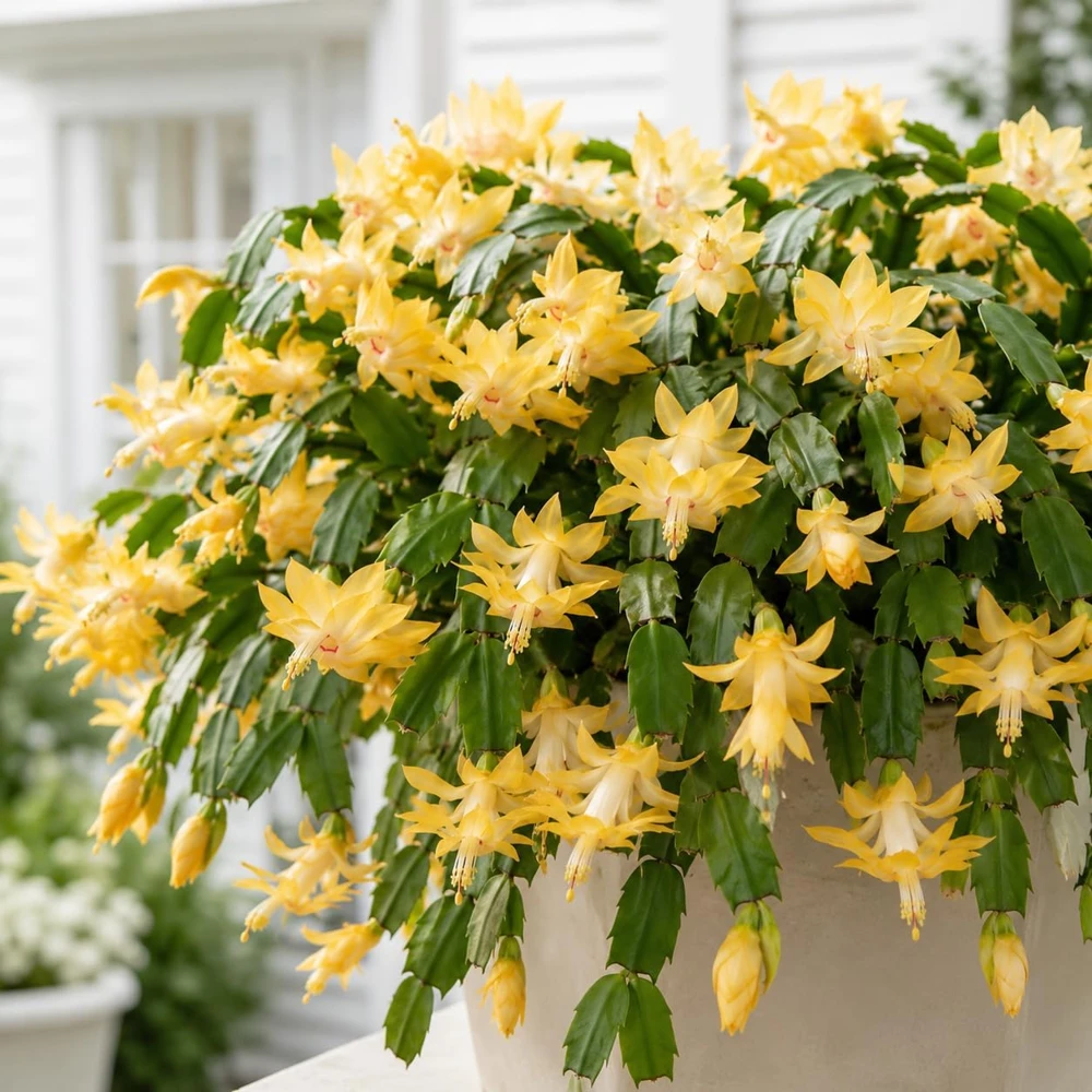 Set of 4 Yellow Christmas Cactus Live Plants – 4-8 Inch Tall Tropical - Image 3