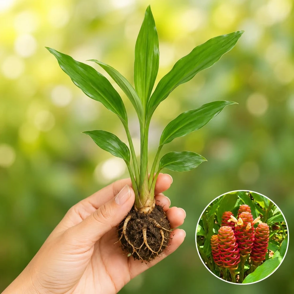 Shampoo Ginger Live Plant – Zingiber Zerumbet – Red Ginger Lily – 4-8 Inch Tall - Image 2