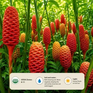 Shampoo Ginger Live Plant – Zingiber Zerumbet – Red Ginger Lily – 4-8 Inch Tall - Image 5