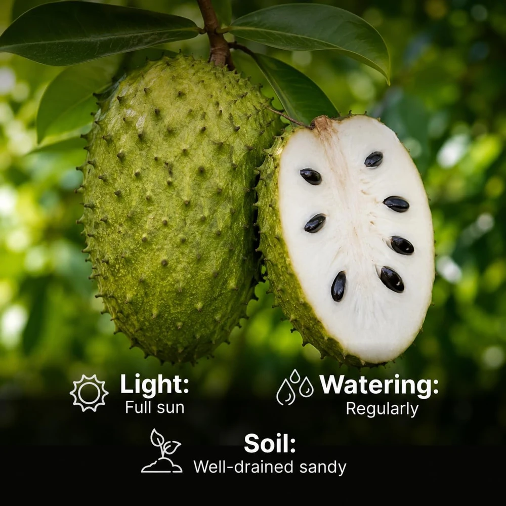 Soursop Live Plant, Guanabana Fruit Tree, 5-10 Inch Tall Tropical - Image 3