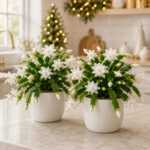 White Christmas Cactus Live Plant – Set of 2, 4-8 Inch Tall, No Pot - Image 4