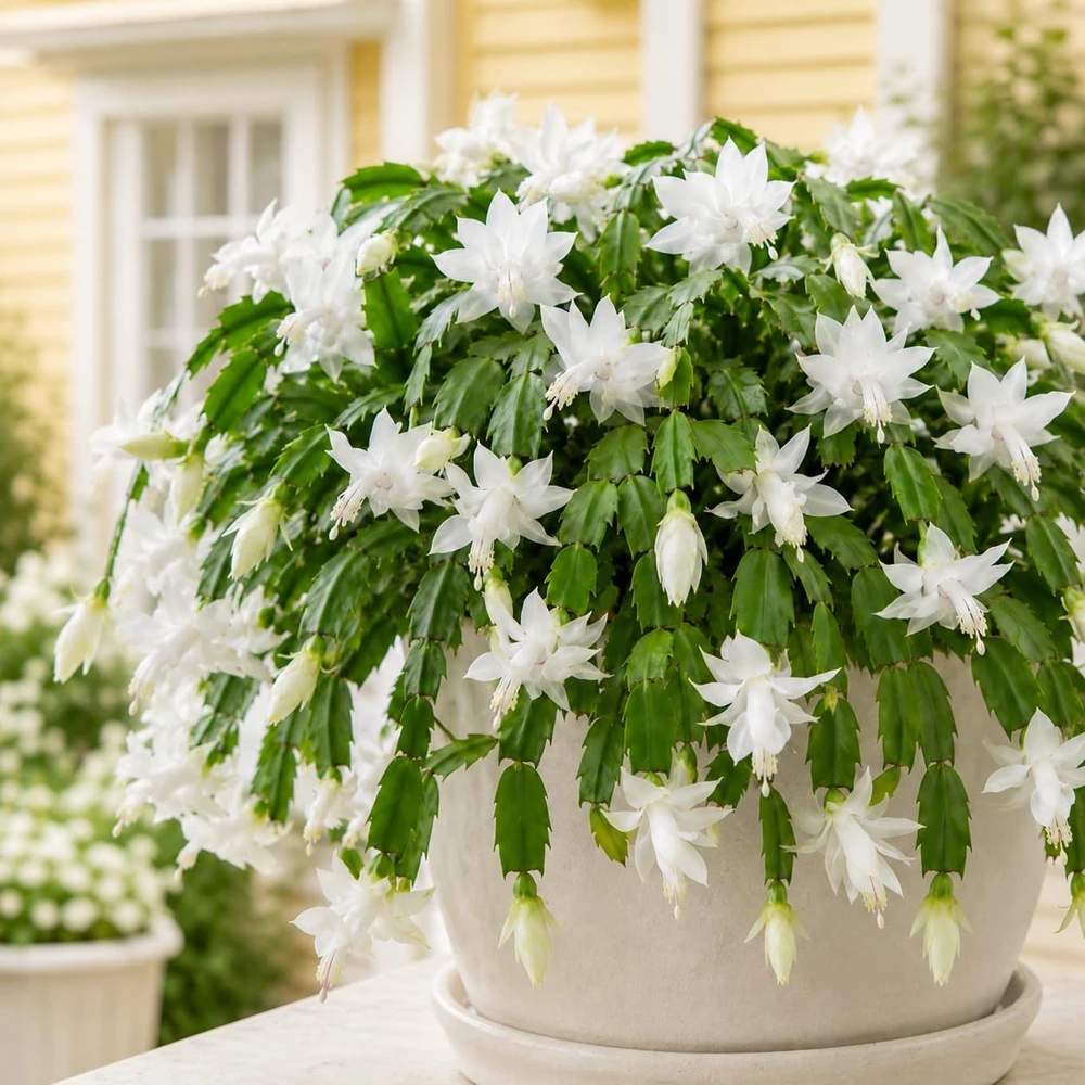 White Christmas Cactus Live Plant – Set of 2, 4-8 Inch Tall, No Pot - Image 5