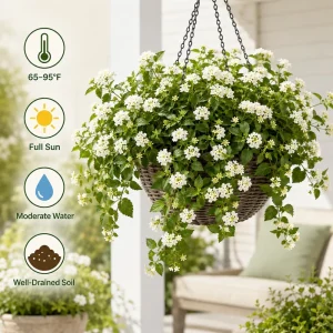 White Trailing Lantana Live Plants – Set of 2, 4-6 Inch Starter Plants for Outdoor Garden - Image 2