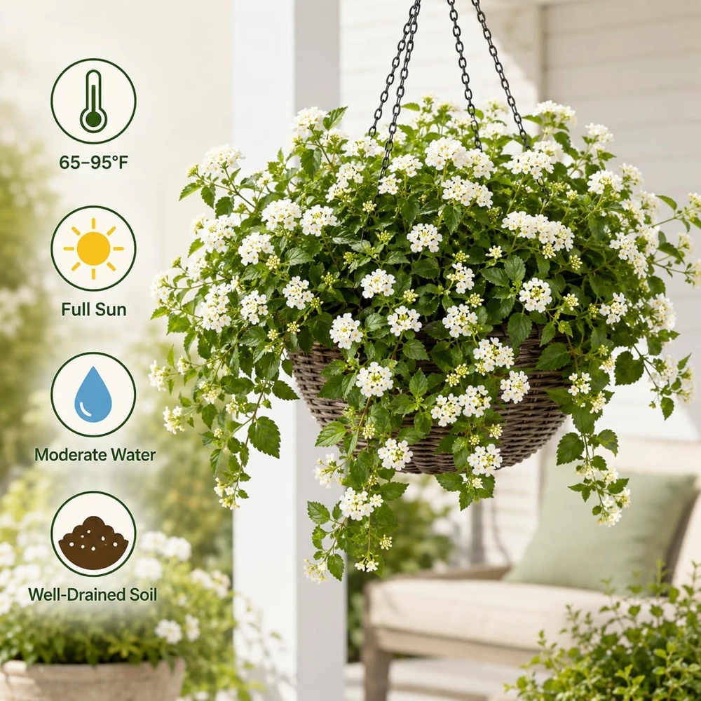White Trailing Lantana Live Plants – Set of 2, 4-6 Inch Starter Plants for Outdoor Garden - Image 2