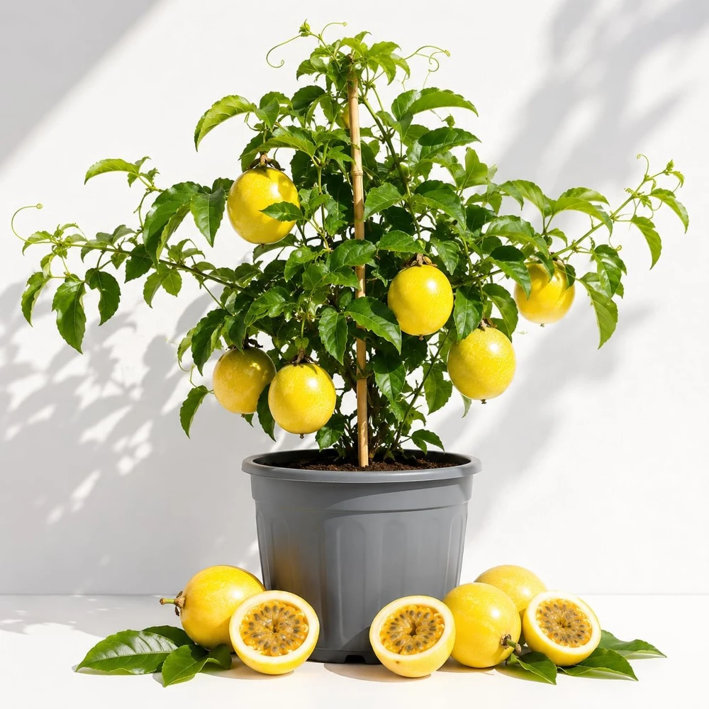 Yellow Passionfruit Live Plant - Sweet Fruit Vine for Home Garden, 4-8 Inch Tall - Image 1