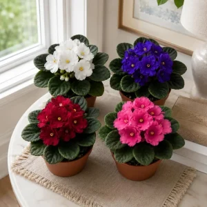 2 Assorted African Violet Live Plants, Mixed Colors, 4 Inch Pots, Indoor - Image 2