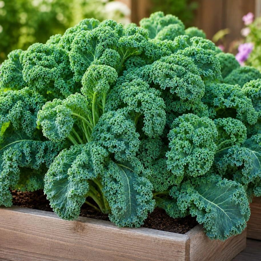 2 Dwarf Blue Kale Live Plants in 4 Inch Pot, 3-6 Inches Tall, Vegetable Starter for Gardens - Image 1
