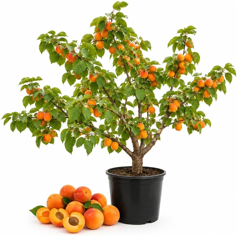 3 Apricot Tree Bare Roots, 1-2 Ft Tall - Sweet Gold Red Fruit Tree Plants - Image 1