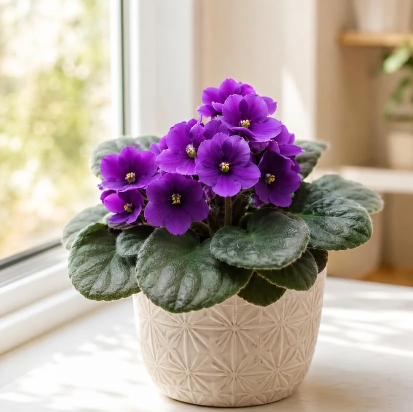African Violet Live Plant – Purple Flowers – 3-5 Inches Tall – 4 Inch Pot – Potted Houseplant - Image 7