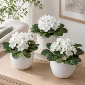 African Violet Live Plant - White Flowers, 3-5 Inches Tall in 4 Inch Pot - Indoor Houseplant - Image 6