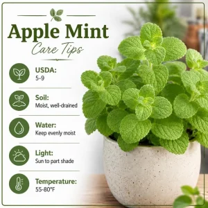Apple Mint Live Plant 2-4 Inch Tall - Fragrant Herb for Home Garden - Image 6