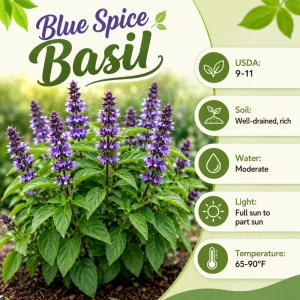 Blue Spice Basil Live Plants, Set of 2, Fragrant Herb, 2-4 Inch Tall - Image 5
