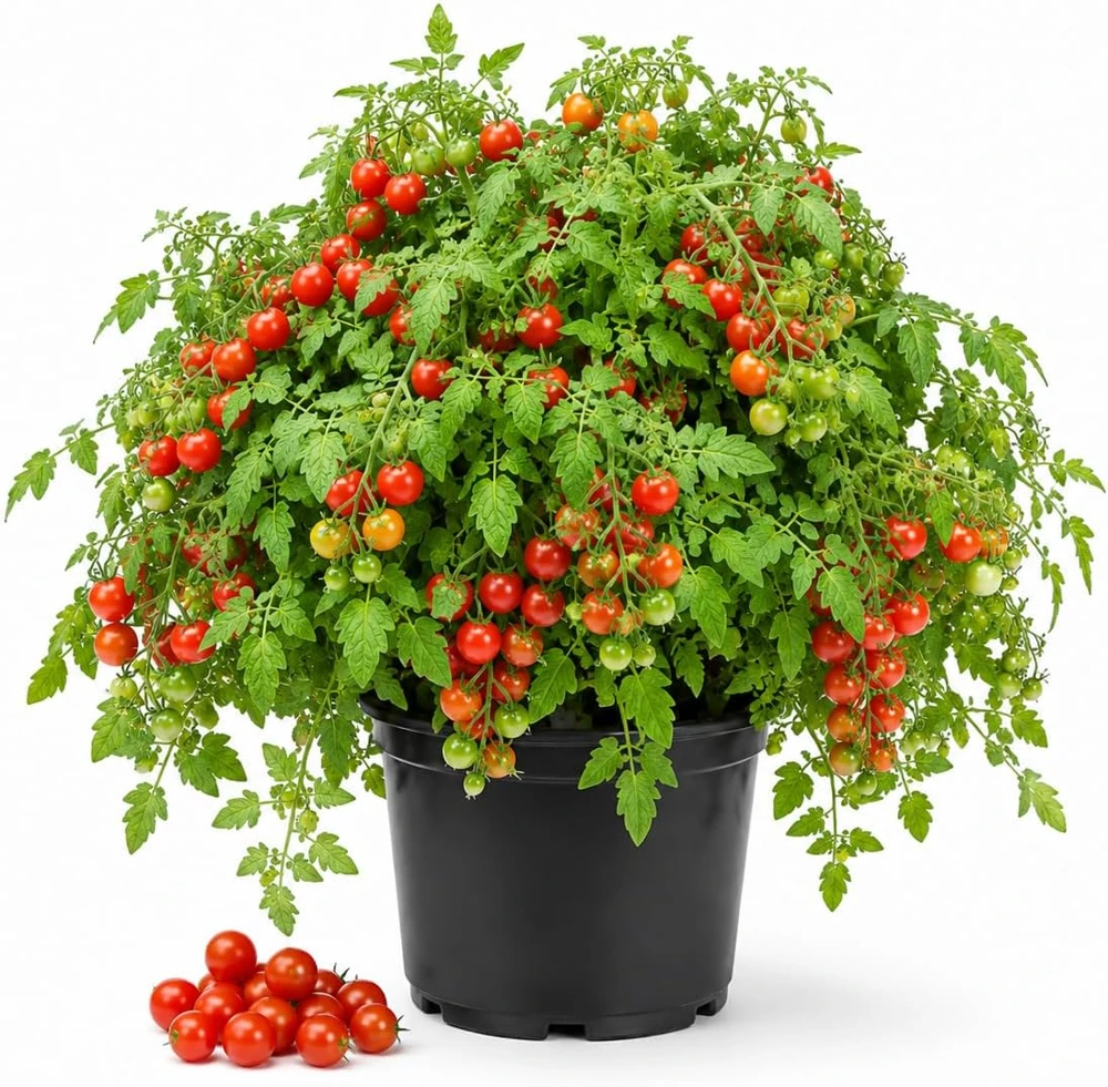 Cherry Tomato Live Plants, 2-Pack, 4-6 Inches Tall, 4 Inch Pot, Outdoor Vegetable Starter Plants - Image 1