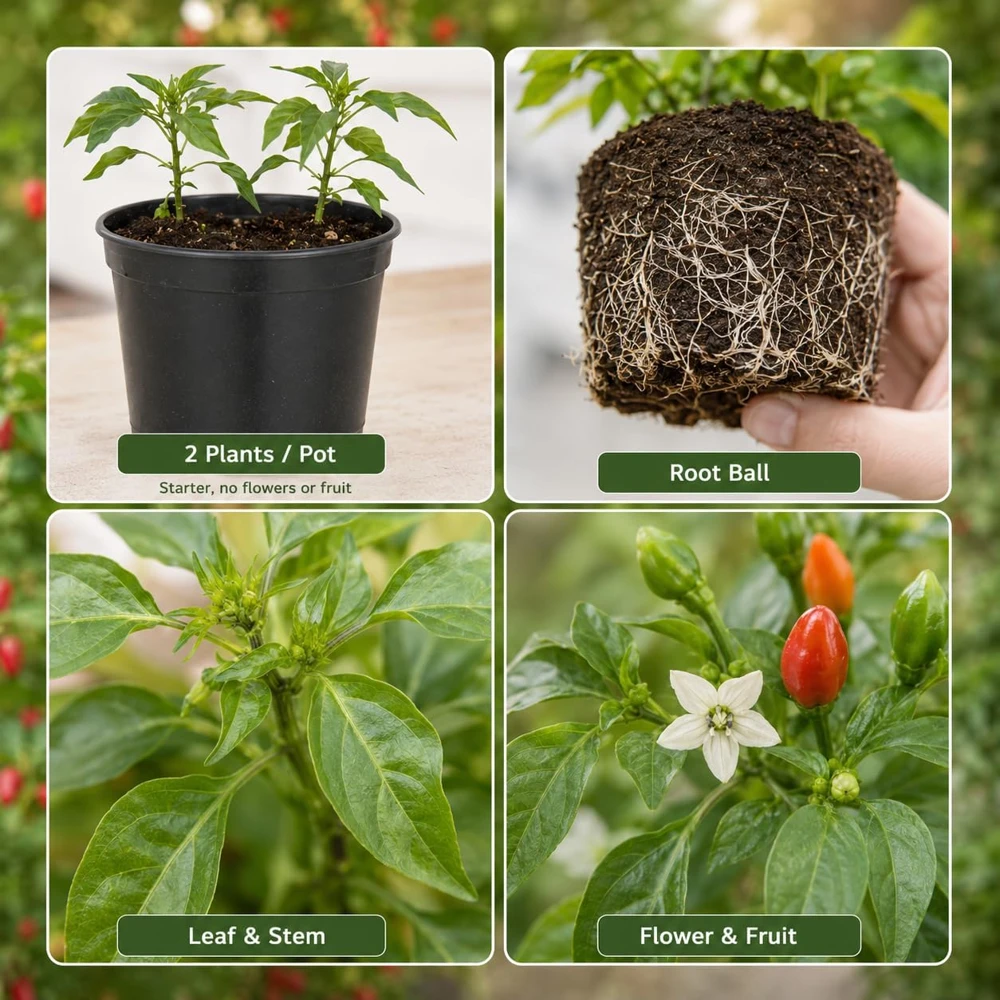 Chili Pequin Pepper Live Plant - 2 Pack, 3-5 Inches Tall Starter Plants - Image 8