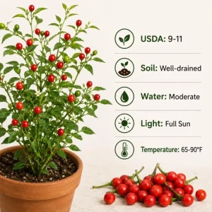 Chiltepin Pepper Live Plants – 4 Inch Pot, 3-6 Inch Tall Seedlings - Image 4