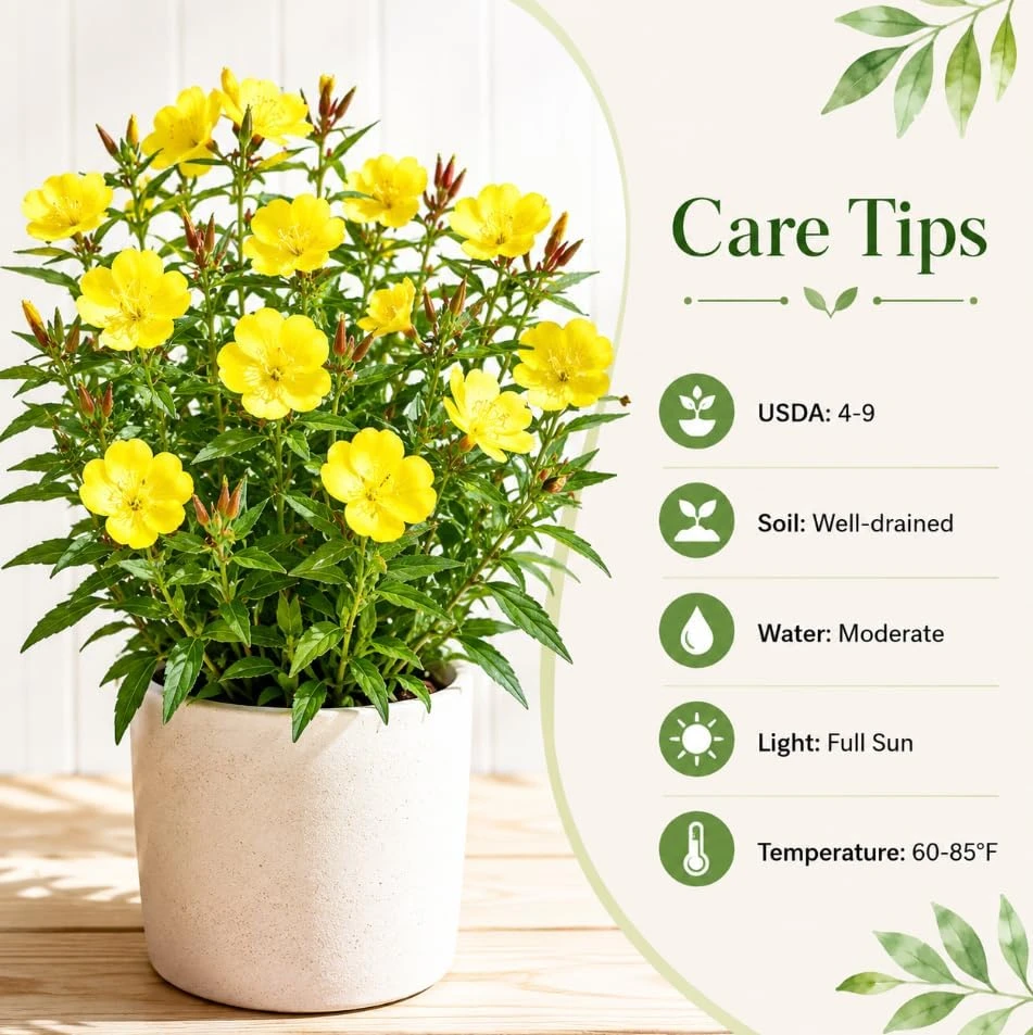 Evening Primrose Live Plant - Yellow Flower, 2-4 Inch Tall, 3 Inch Pot - Image 5