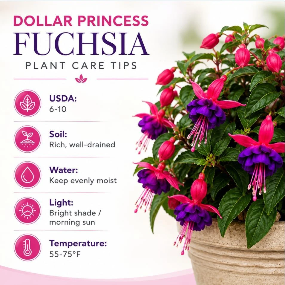 Fuchsia Live Plant – Pink & Purple Flowers, 4-6 inch Tall, 5 Inch Pot - Image 5