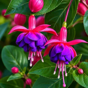 Fuchsia Live Plant - Pink & Purple Flowers, 4-6 inch Tall, 5 Inch Pot - Image 1