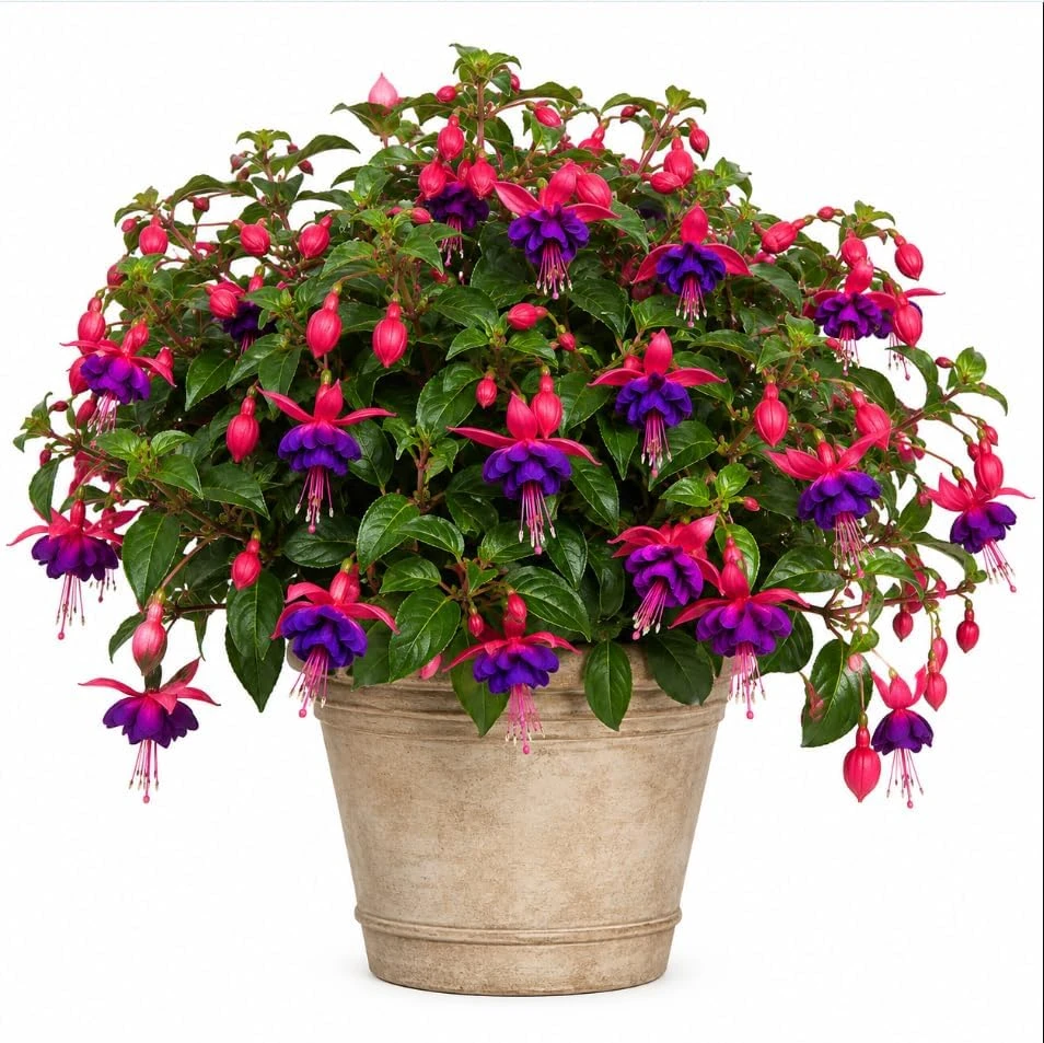 Fuchsia Live Plant – Pink & Purple Flowers, 4-6 inch Tall, 5 Inch Pot - Image 1