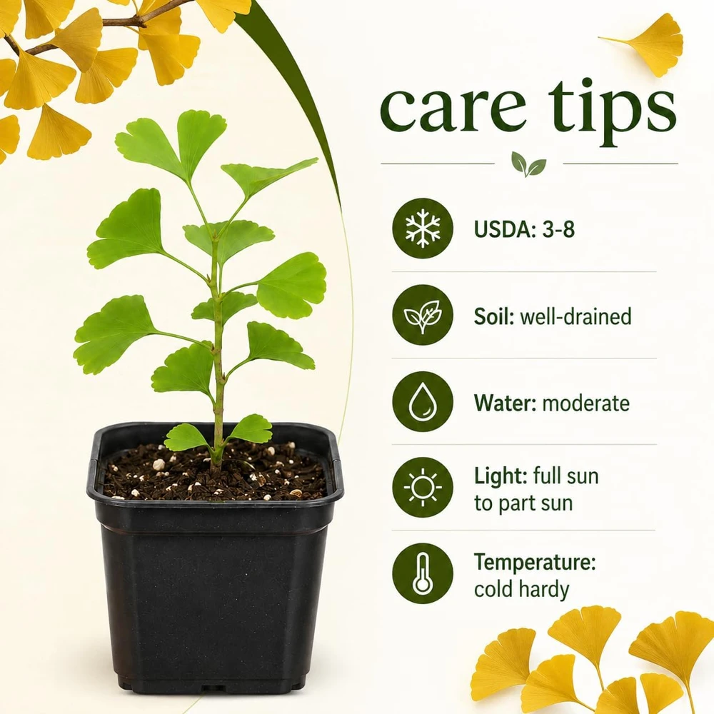Ginkgo Biloba Live Plant - Perennial Tree, Yellow Fall Foliage, 6-12 Inch Tall, Quart Pot - Image 4