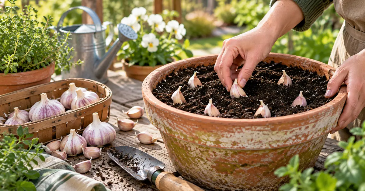 growing garlic in containers