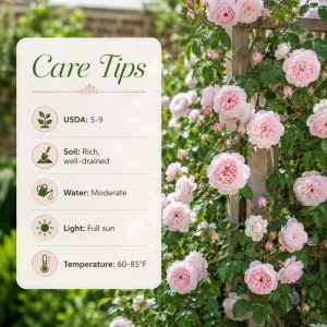 Light Pink Climbing Rose Plant - Fragrant Perennial Bush - Live Plant 2-4 Inch Tall - Image 4
