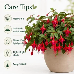 Marinka Fuchsia Live Plant - Red Flowers, 4-6 inch Tall, 5 Inch Pot, Outdoor - Image 4