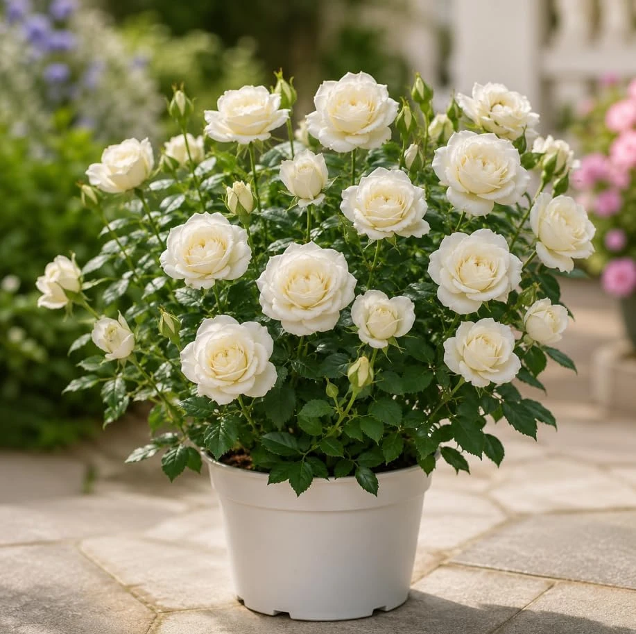 Miniature White Rose Live Plant - 4 Inch Pot, 4-6 Inches Tall, Compact Shrub for Containers & Gardens - Image 1
