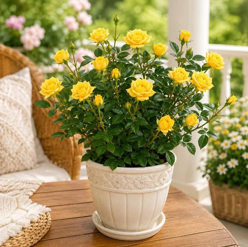 Miniature Yellow Rose Live Plant, 4 Inch Pot, 4-6 Inches Tall, Outdoor Shrub - Image 2