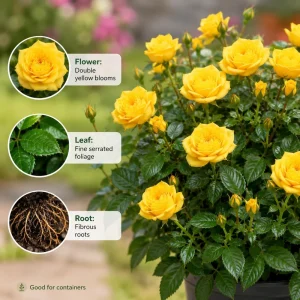 Miniature Yellow Rose Live Plant, 4 Inch Pot, 4-6 Inches Tall, Outdoor Shrub - Image 8