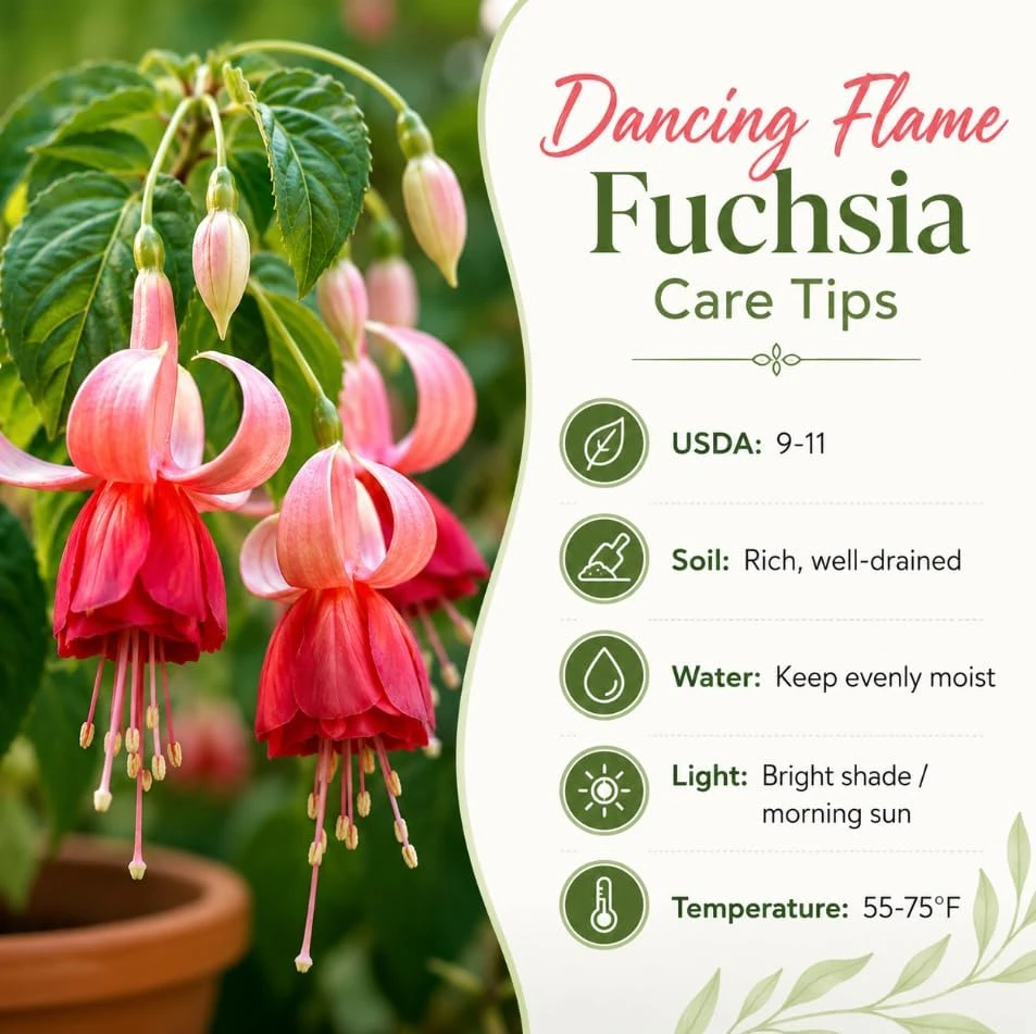 Orange Red Fuchsia Live Plant – White Flowers – 4-6 inch Tall – 6 Inch Pot - Image 5