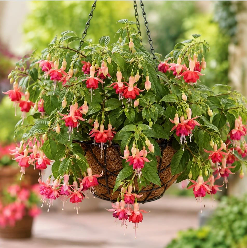 Orange Red Fuchsia Live Plant – White Flowers – 4-6 inch Tall – 6 Inch Pot - Image 7